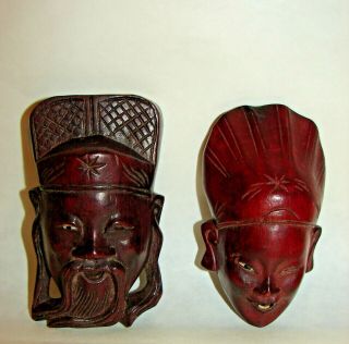 Vintage Collectible Miniature Wooden Hand Carved Face Mask 3 1/4 "