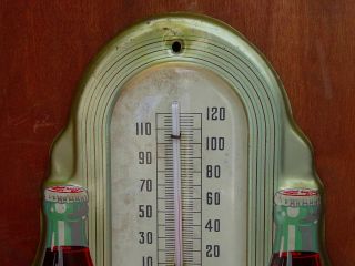 1940 ' s COCA - COLA Double Bottle THERMOMETER Pressed Steel ROBERTSON - SPRINGFIELD O 3