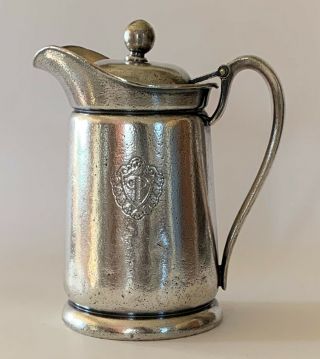 Vintage Nyc York City Plaza Hotel Silver Soldered Insulated Pitcher 1950s