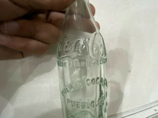 1905 - 1915 Straight Sided Light Green Pueblo Colorado Coca Cola Bottle Coke 3