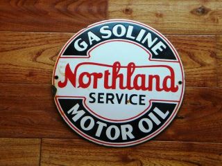 Vintage Northland Service Porcelain Sign Gasoline Motor Oil Gas Station Lubester