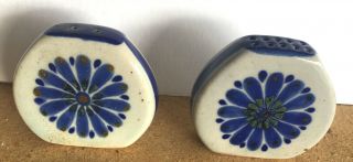 Vintage Ken Edwards - El Palomar Blue Flower - 2 " Salt & Pepper Shakers Mexico