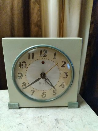 VTG 1940 ' s Art Deco Westclox Logan S5 - F Electric Alarm Clock A - 1 2