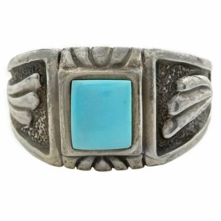 Vintage Navajo Handmade 925 Sterling Silver Turquoise Ring Sz 12
