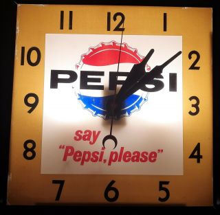 Vintage lighted Say Pepsi Please Clock 2