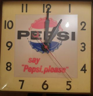 Vintage lighted Say Pepsi Please Clock 3