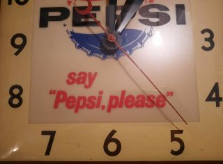 Vintage lighted Say Pepsi Please Clock 5