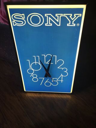 Vintage Sony Light Up Advertising Clock Advertising Store Display Game Room