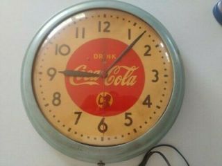 Vintage Coca - Cola Warren Telechron Electric Wall Clock,  Runs,  Great Piece