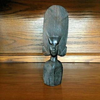 Vintage 10 1/2 " African Wood Carving Of Woman