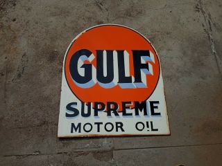 Porcelain Gulf Supreme Motor Oil Enamel sign size 25 