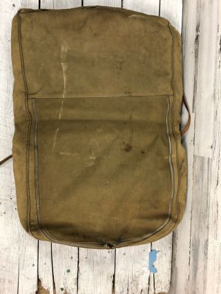 Vintage WW2 Army Leather Canvas Luggage Garment Bag Suit Case Garment 3