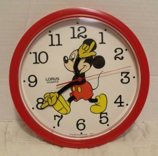 Vintage Disney Mickey Mouse Clock Lorus Quartz Japan Made 10.  5 " Wall Clock Vgc