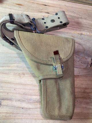 Wwii 1945 Canadian Canvas Inglis Browning Hi - Power Holster & Belt