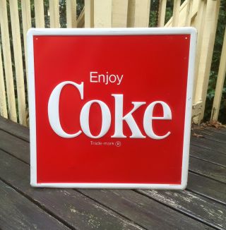 24 " X 24 " Vintage Embossed Tin Enjoy Coke Sign Coca - Cola Soda Pop Scioto Signs