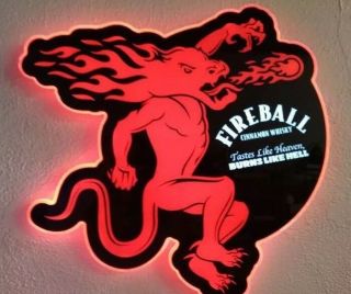 20” Fireball Whiskey Light Led Bar Pub Man Cave Sign Liquor Display
