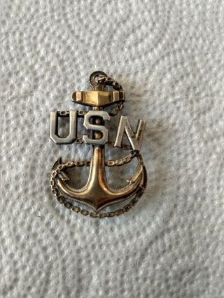 Ww2 Us Navy Chief Petty Officer Hat Badge Insignia Sterling