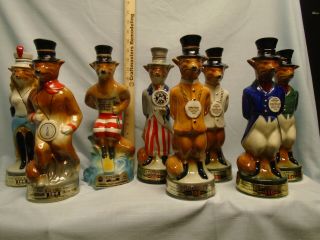 Jim Beam Set Of 8 Foxes (the Clan) Decanters