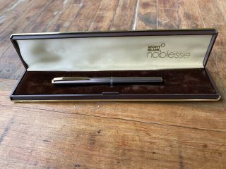 Mont Blanc Noblesse Fountain Pen With Case Gold Plated Nib And Clip