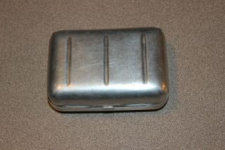 Vintage Antique Aluminum Metal Soap Holder Container Travel Case Hinged 2