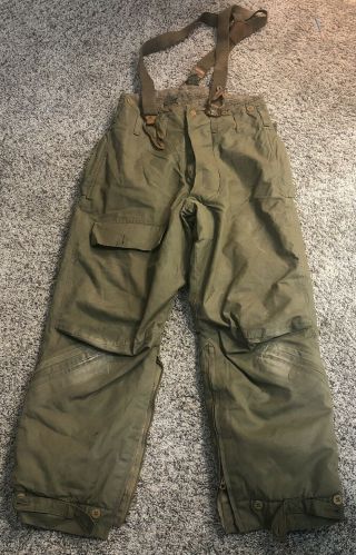 Wwii Us Army Air Force Bomber Crew A - 9 Lined Flight Pants W/ Suspenders Sz 36