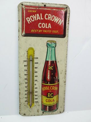 Vintage Rc Royal Crown Cola Metal Advertising Soda Thermometer Sign 13.  5 "