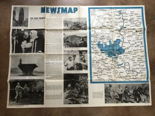 Vintage WWII NewsMap Poster/Map German Army Uniforms Identification 1944 2