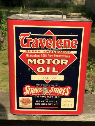 Vintage Travelene Endurance 2 Gallon Oil Can Gas Oil Soda