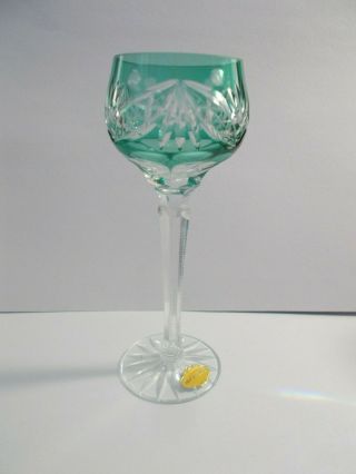 Vintage Sherry Cordial Glass Hand Cut To Clear Light Aqua Green Bohemian Poland