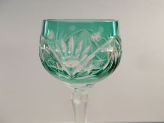 Vintage Sherry Cordial Glass Hand Cut To Clear Light Aqua Green Bohemian Poland 2