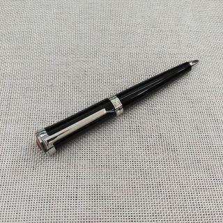 Cartier Art Deco Ballpoint Pen - Black Resin Chrome Trim - Without Box