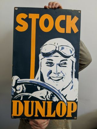 Old Vintage Large Stock Dunlop Performance Tires Metal Porcelain Sign Gas Oil