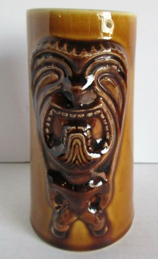 Vintage Tiki Luau Bar Glass Hawaii Bar Ware Mug Japan 12 Oz Brown Ceramic 5 "