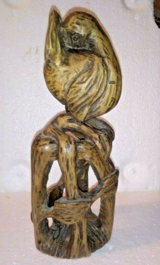 Rare Vintage Hand Carved Wood Bird Pelican Artist Signed