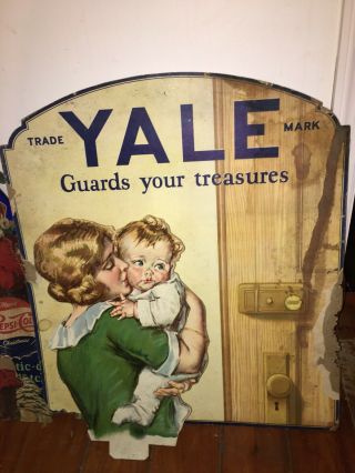 Yale Lock Cardboard Display Advertising 1920s 30s Or 40s