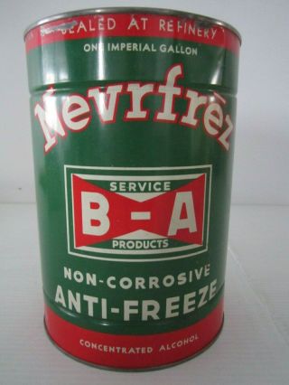 B/a Anti - Freeze One Imperial Gallon Tin Can Advertising Sign Motor Oil Gas Gulf