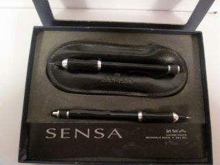 Sensa Jet Set Mechanical Pencil Ball Pen Leather Pouch Made In Usa