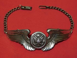 Wwii Us Army Sterling Air Corps Wing Bracelet Pilot Gunner Crew Bomber Aaf