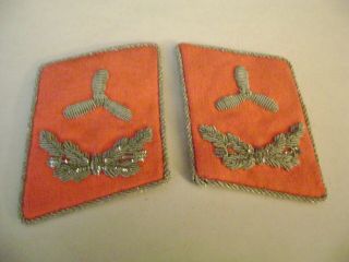 1 - Pair " German Wwii Luftwaffe Lieutenant Engineering Silver Bullion Collar Tabs