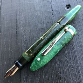 Oversized Sheaffer Lifetime Balance Fountain Pen,  Jade Green,  Long Humped Clip