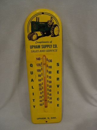 Vintage John Deere Tractors Upham Supply Co.  Advertising Metal Thermometer