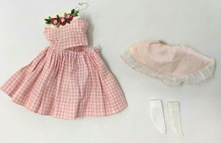 Vtg 1965 Mattel Barbie Skipper Me N My Doll 1913 Pink Gingham Dress Outfit Pr21