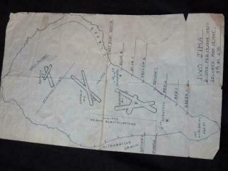 1945 Iwo Jima D Day World War 2 Ii Soldier Hand Drawn Map History Plane Field
