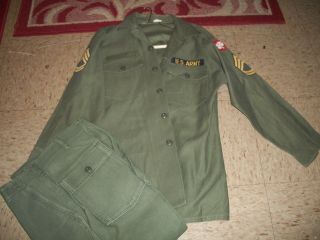 Olive Green Us Army Field Uniform 4th Army Shirt 16.  5x32 Trousers 34x31