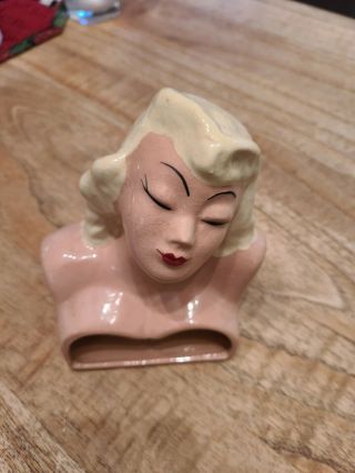 Vintage Blonde Bombshell Sex Symbol Ceramic Head Bust California Pottery 1951