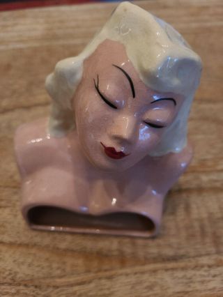 Vintage Blonde Bombshell Sex Symbol Ceramic Head Bust California Pottery 1951 2