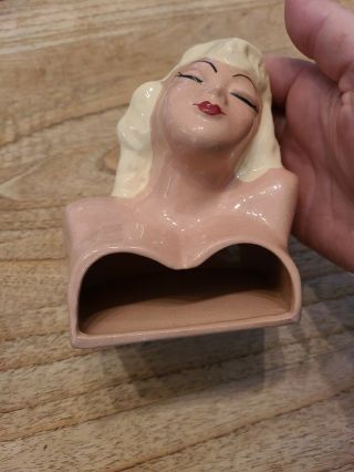 Vintage Blonde Bombshell Sex Symbol Ceramic Head Bust California Pottery 1951 3