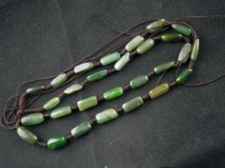24 Inches Lovely Chinese Green Jade Beads Prayer Necklace T027