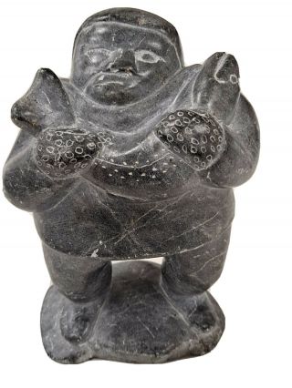 Great Vintage Inuit Stone Carving,  Signed App.  6 " Tall