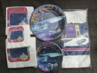 Vintage 1993 Star Trek Next Generation Party Plates,  Tablecloth,  Napkins